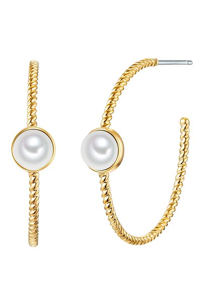Lulu & Jane Perlenohrcreolen Creolen gelbgold Muschelkernperle weiß