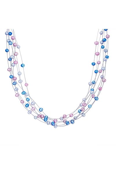 Valero Pearls Perlenhalskette Kette Sterling Silber Süßwasser-Zuchtperle çok renkli