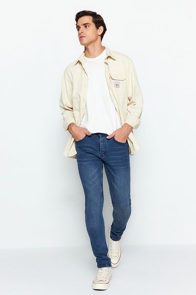 Trendyol Collection Indigó rugalmas szövet farmer Skinny Slim Fit farmer TMNAW20JE0407