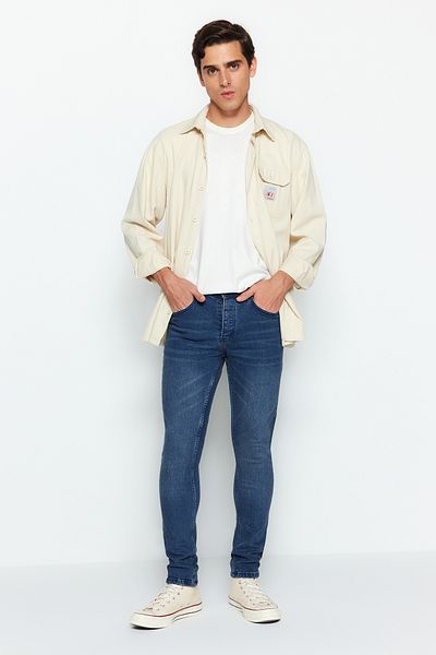 Trendyol Collection Indigó rugalmas szövet farmer Skinny Slim Fit farmer TMNAW20JE0407