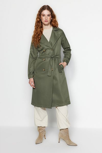 Trendyol Collection Khaki běžný pásový trenčkot TWOAW24TR00003