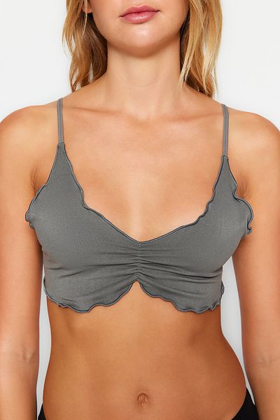 Trendyol Collection Szürke varrat nélküli kötélpántos Bralette melltartó - THMAW24SU00033
