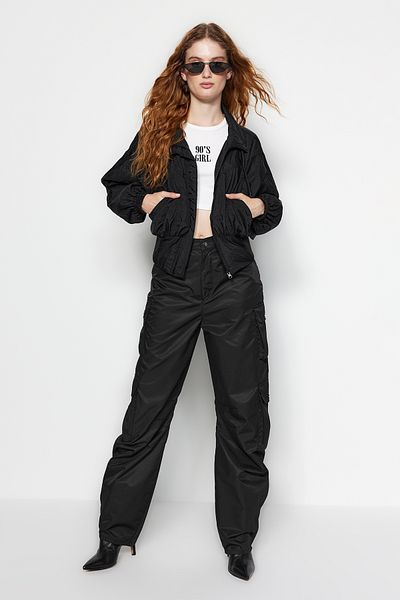 Trendyol Collection Black Oversize Water Repellent Raincoat Slim Coat TWOAW24MO00303