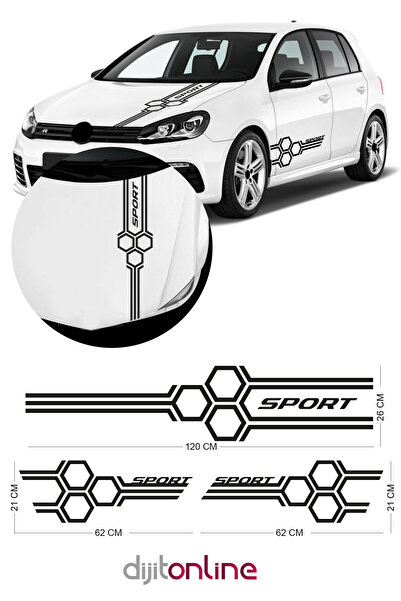 Dijitonline ملصق سيارة على شكل قرص العسل مكون من 3 قطع - ملصق غطاء محرك السيا...