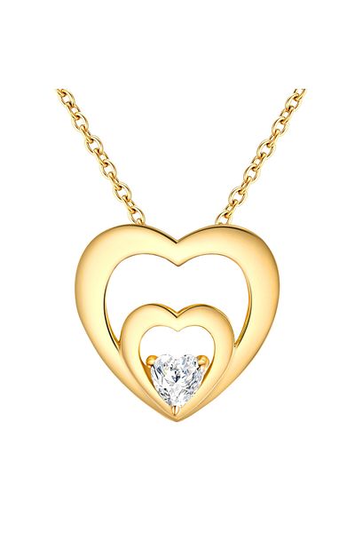 Rafaela Donata Sterling Silber und Gelbgold Zirkonia Kette - Anhänger Detaillierte, Weiß