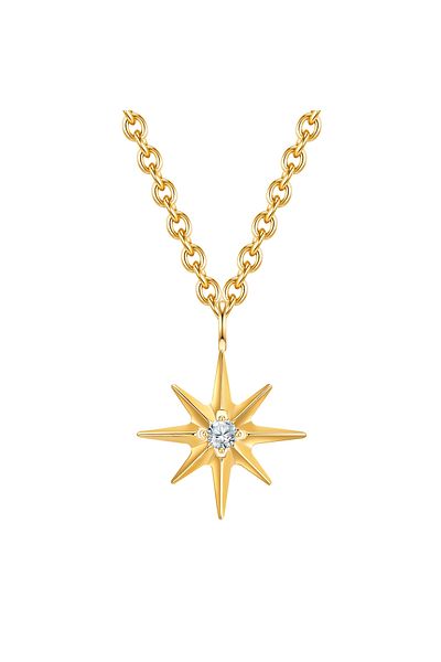 eastside Edelstahlhalskette Kette mit Anhänger Edelstahl gelbgold Zirkonia weiß
