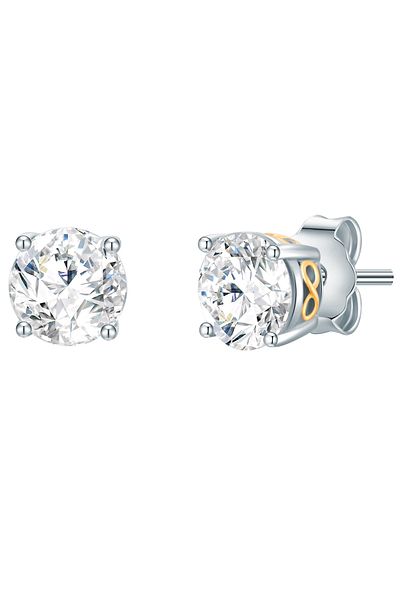 Trilani Silberohrstecker Ohrstecker Sterling Silber iki renkli Zirkonia weiß