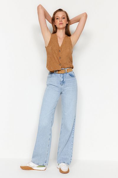 Trendyol Collection Light Blue Tencelli Regular Waist Wide Leg Jeans TWOAW24JE00238