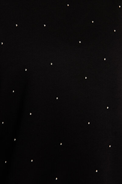 Trendyol Curve Черен плетен суитшърт с голям размер и дебел камък TBBAW24SW00000