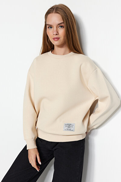 Trendyol Collection Open Stone Label Detailní Regular Crew Neck Pletená mikina TWOAW24SW00289