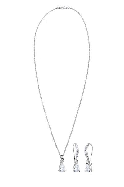 ELLI Schmuckset Tropfen Zirkonia 925 Sterling Silber
