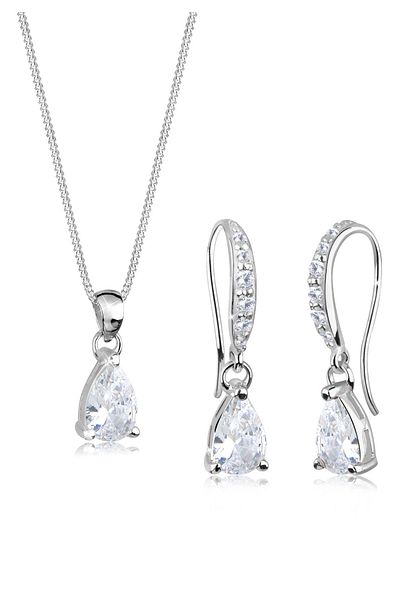 ELLI Schmuckset Tropfen Zirkonia 925 Sterling Silber