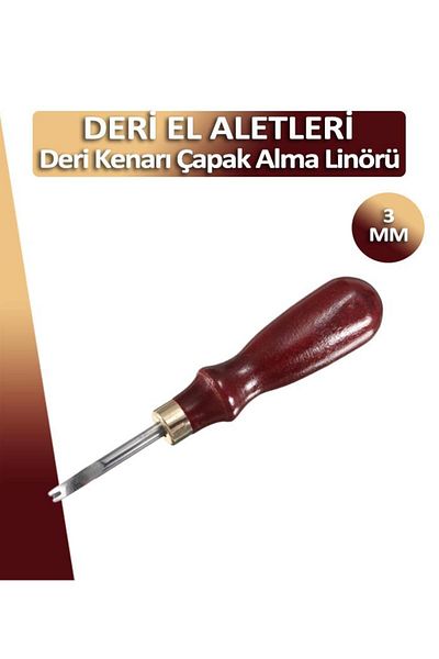 Dopar Brown Wood - Leather and Deburring Knife Linor with Handle