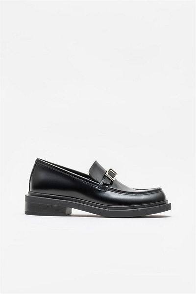 Elle Shoes Leather Black Women's Loafer