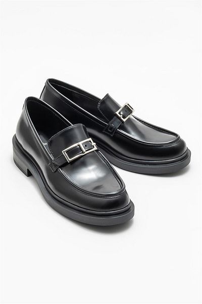 Elle Shoes Leather Black Women's Loafer