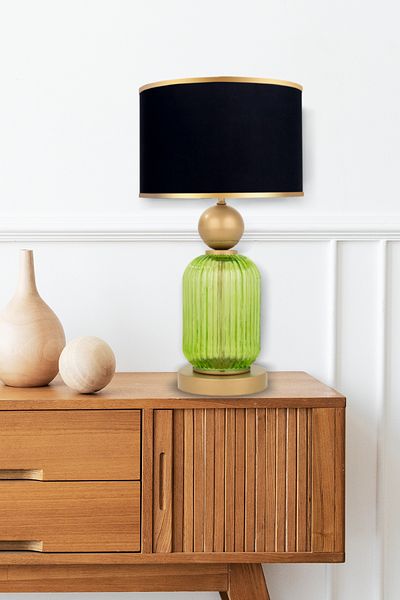 MINIMAL ETICARET VE BILGI TEKNOLOJILERI Lotus Forest Green Glass Lampshade