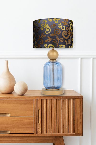 MINIMAL ETICARET VE BILGI TEKNOLOJILERI Lotus Royal Blue Glass Lampshade