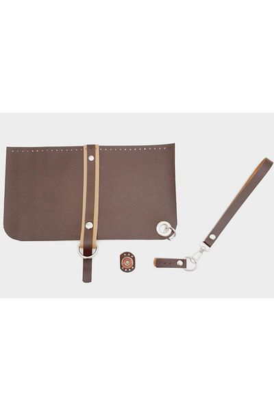 angel çanta aksesuar Faux Leather Evening Dress Cluch Bag Set Brown Silver Metal