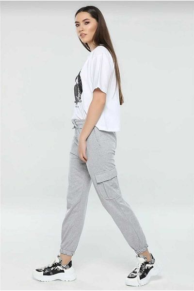 belean Γυναικείο Φούτερ Cargo Pocket Jogger - Γκρι-Μαύρο