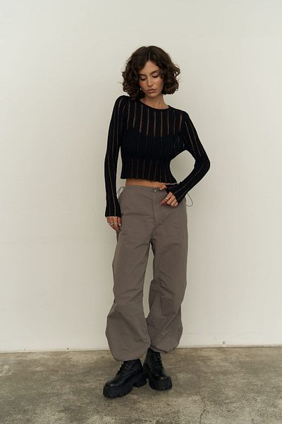 MAİ COLLECTİON Maribel fekete átlátszó pulóver