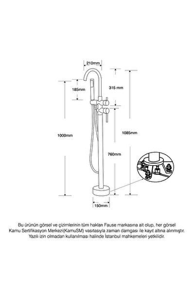 Fause Standing Floor Bathtub Faucet Adonis Gold Gold KKB105-G