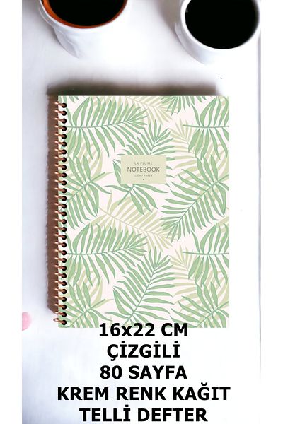 KESKİN COLOR STRIPED 16X22 CM 80 SHEETS CARTON COVER WIRE NOTEBOOK CREAM COLOR PAPERS LA PLUME LIGHTNED NOTEBOOK