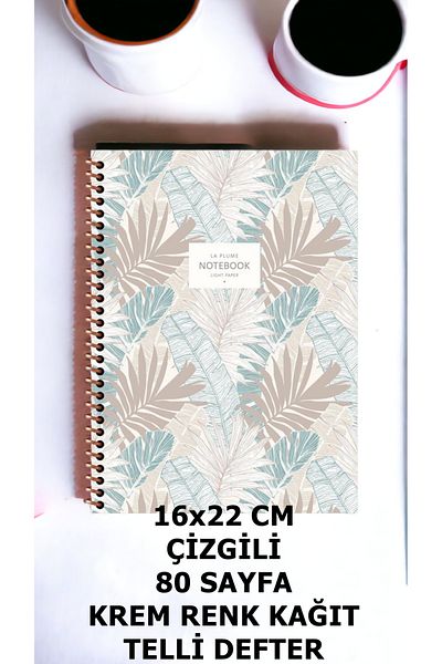 KESKİN COLOR STRIPED 16X22 CM 80 SHEETS CARTON COVER WIRE NOTEBOOK CREAM COLOR PAPERS LA PLUME LIGHTNED NOTEBOOK