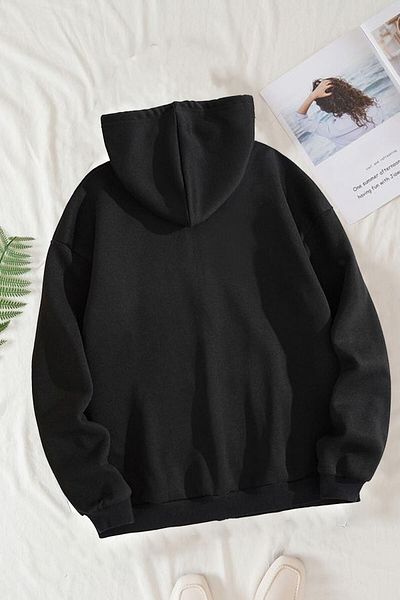 Pisa Art Φούτερ με κουκούλα Unisex Oversize Μαύρη στάμπα με κουκούλα