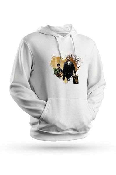 Pisa Art Φούτερ Leon Mathilda με στάμπα λευκό Unisex με κουκούλα