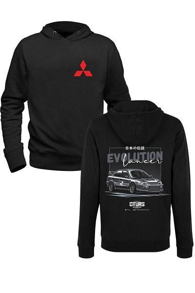 Pisa Art Φούτερ Car Evolution Mitsubishi Designed Printed Μαύρο Μπροστινό Πίσω Τυπωμένο Φούτερ