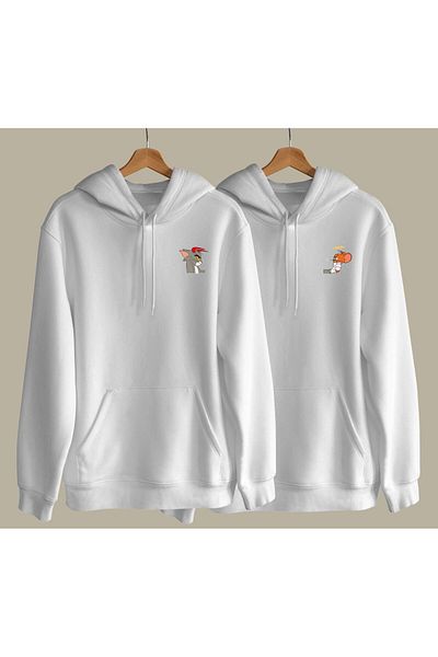 Pisa Art Τομ και Τζέρι Σχεδιάστηκε Lover Couple Combination Hooded φούτερ 2 τεμαχίων