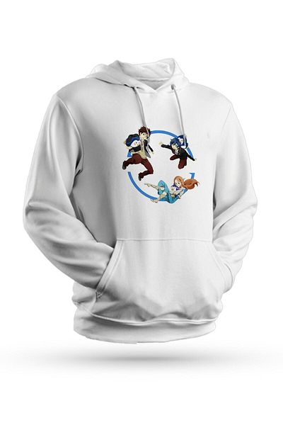 Pisa Art Hanorac cu glugă unisex alb cu imprimeu Anime Mawaru Penguindrum
