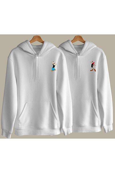 Pisa Art Φούτερ με κουκούλα Lover Couple Combination - Basic Safinaz Cartoon Design 2-Piece Merch