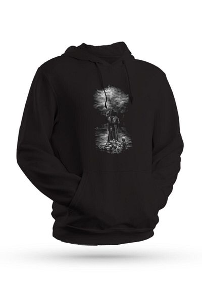 Pisa Art Φούτερ με κουκούλα με στάμπα Grim Reaper μαύρο Unisex