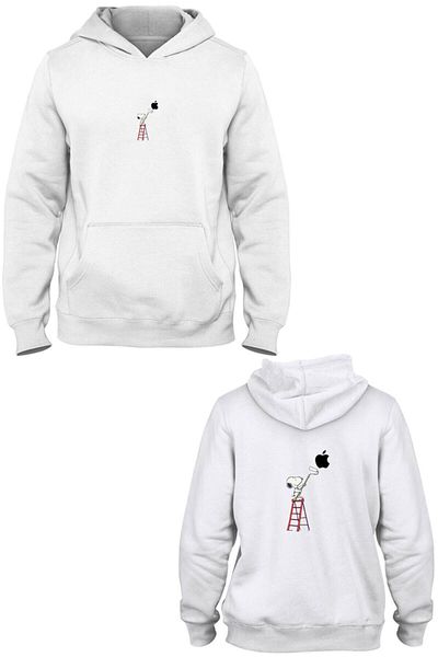 Pisa Art Snoopy μπροστινό πίσω εμπριμέ φούτερ με κουκούλα με τσέπη καγκουρό Bll3291