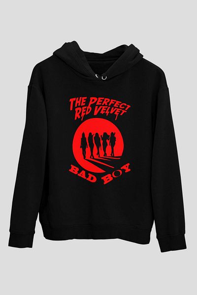 Pisa Art Унисекс суичър с качулка Red Velvet K-pop Siyah