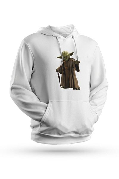 Pisa Art Φούτερ με κουκούλα Star Wars Yoda με στάμπα λευκό Unisex
