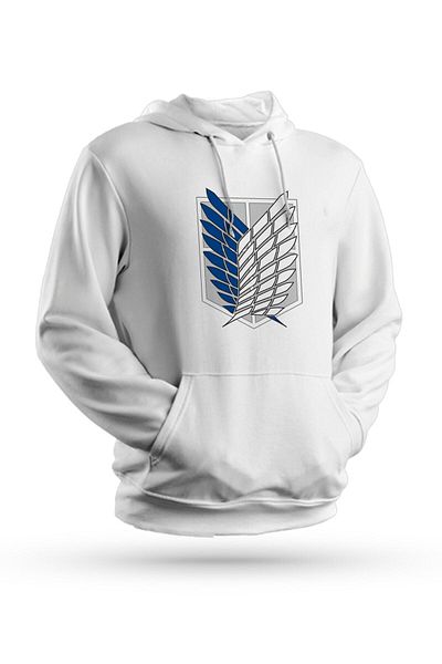 Pisa Art Anime Attack On Titan με λευκό φούτερ με κουκούλα Unisex με λογότυπο