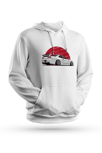 Pisa Art Φούτερ Nissan Skyline με στάμπα λευκό Unisex με κουκούλα