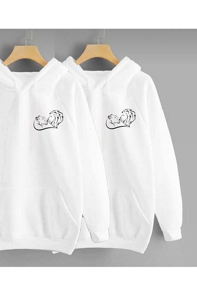 Pisa Art Unisex Lions Hooded Lover Combination Φούτερ & Hodie