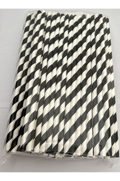 Pars Paper Straws 100 Pieces Diameter: 6 mm Length: 20 cm- Nature-Friendly Recyclable Paper Straws