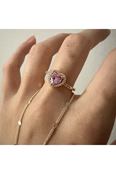 Okko Store خاتم نسائي قابل للتعديل بقلب حجري