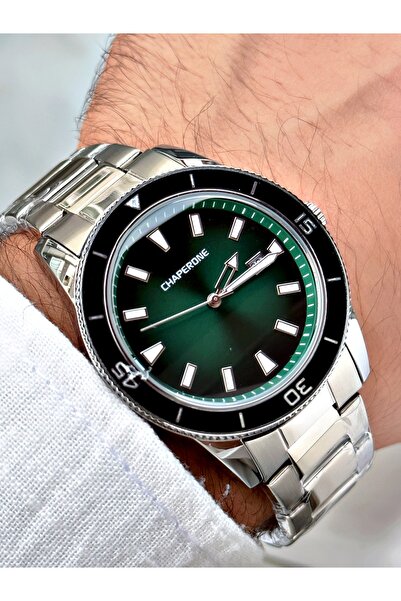 Chaperone Gümüş Renk Sade Klasik Model Çelik Kordon Erkek Kol Saati + BİLEKLİK