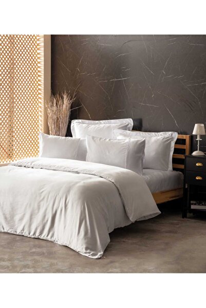 Cotton Box SILKY SILK-SATIN Duvet Cover SET KING SIZE WHITE