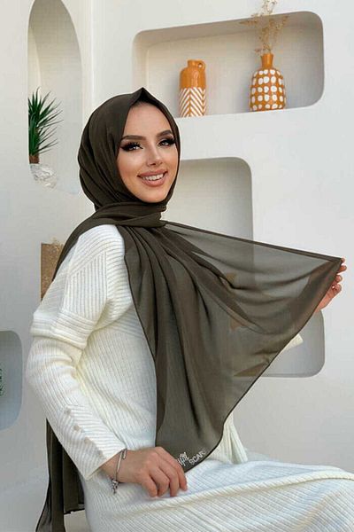 Bym Fashion Χακί σάλι σιφόν 2019