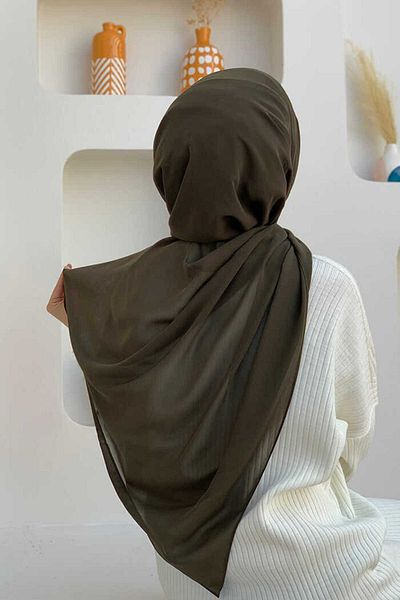 Bym Fashion Χακί σάλι σιφόν 2019