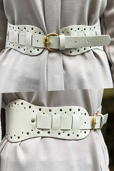 Bym Fashion 9027 Laser Cut Belt Ecru