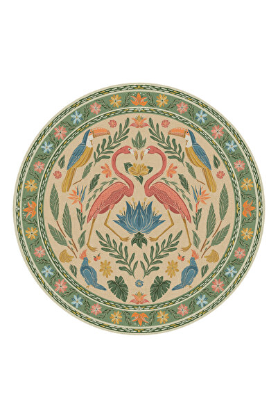 Rugs Modern Halı Yuvarlak Flamingo ve Doğa Renkli Dokuma Taban Halı Mira 1465