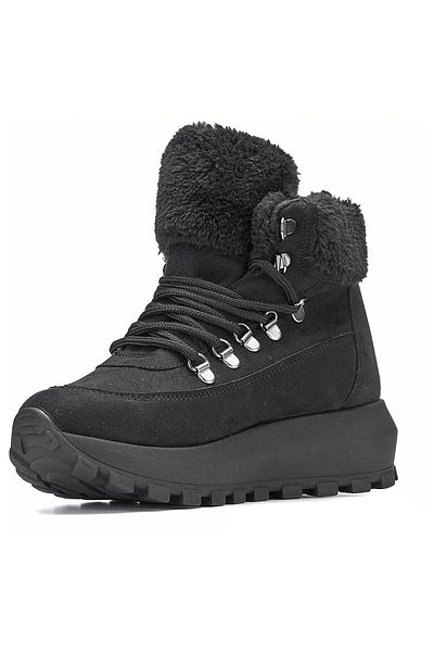 Akyalçın Women's Daily Lace Up High Sole Thick Sole Fur Winter Boots
