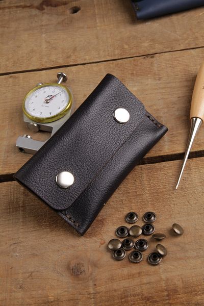 New Coast Leather 1900's Δερμάτινη Χειροποίητη Μαύρη Ανδρική Κάρτα